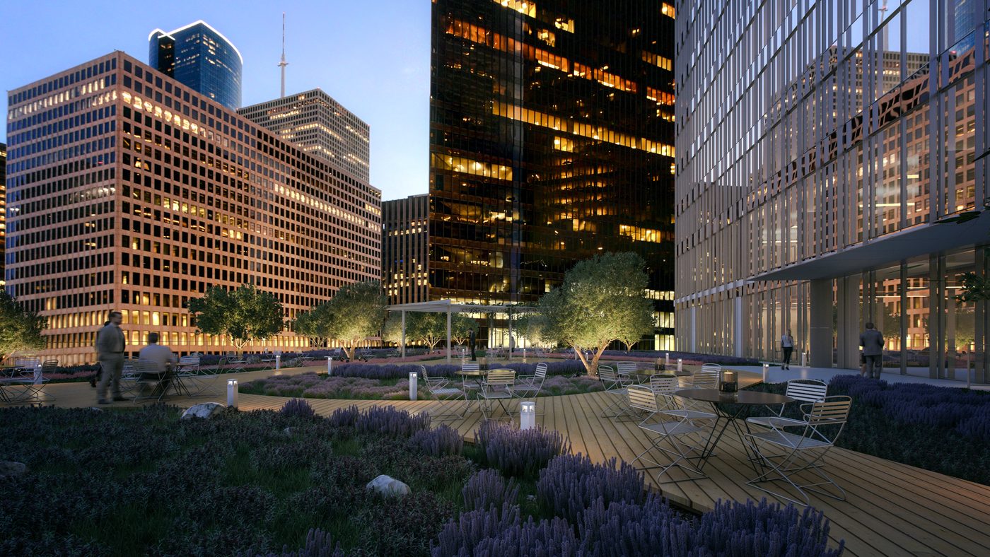 Huge Rainwater Harvesting Cistern & Rooftop Park for New Houston Tower