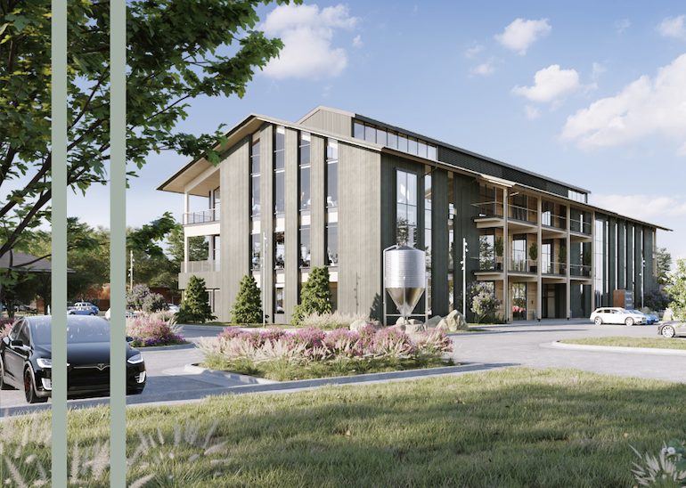 Mass Timber Office Building In progress in Bridgeland