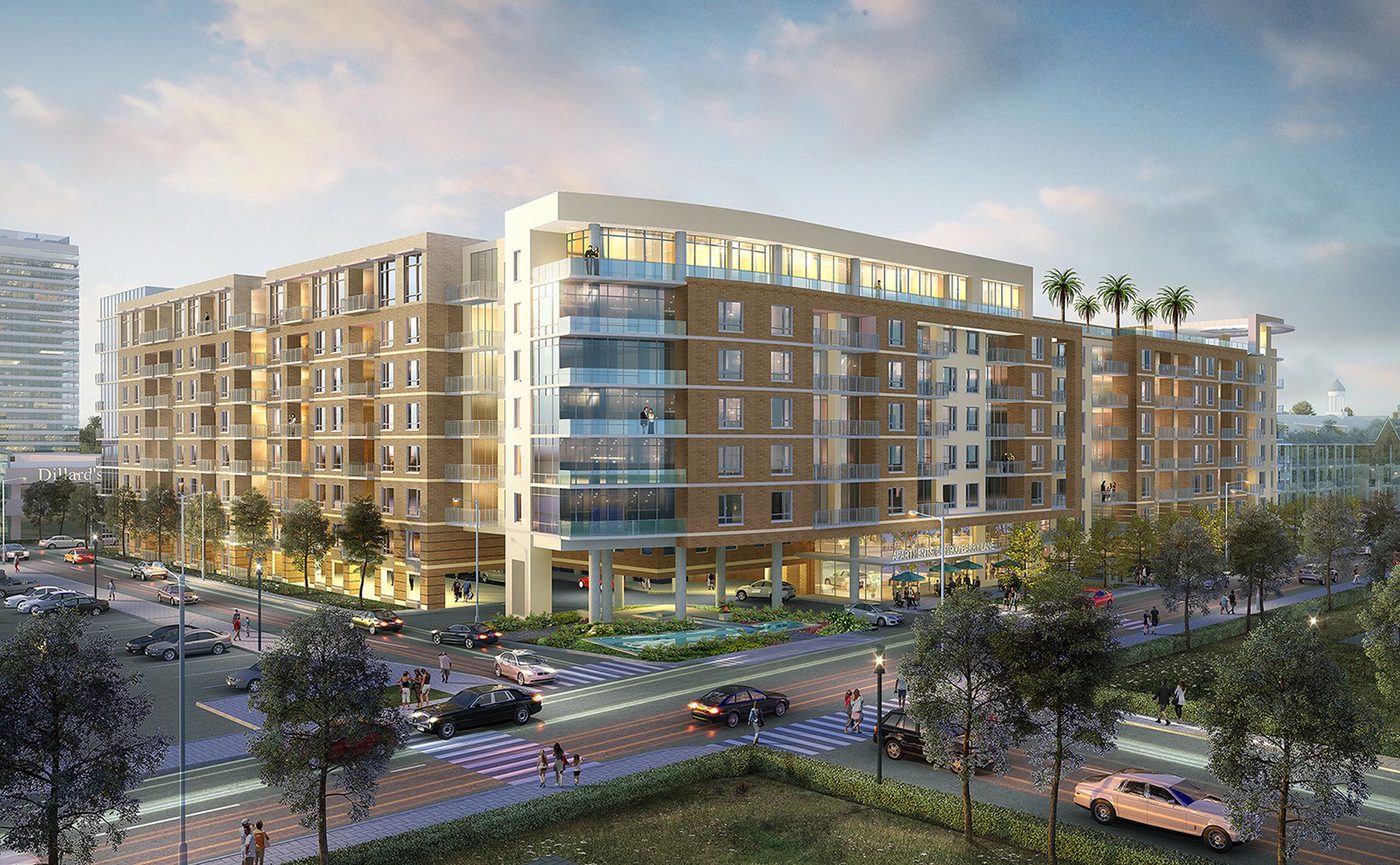 Zieglet Cooper Architects Residential created this rendering of Memorial City's residential midrise at Barryknoll Lane and Memorial City.