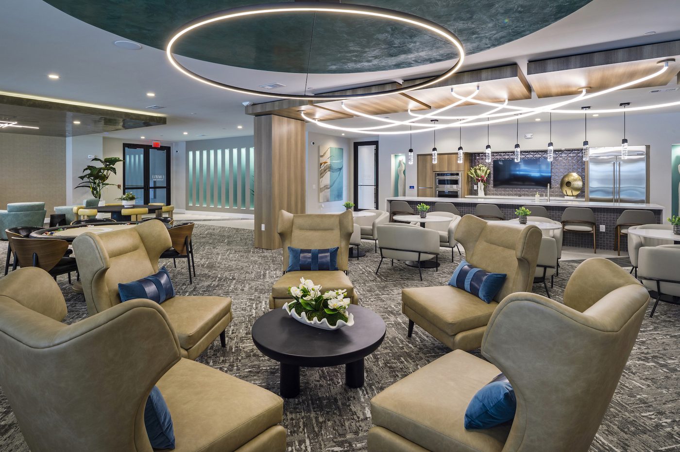 The resident lounge at the new Boardwalk Square apartments in Katy.