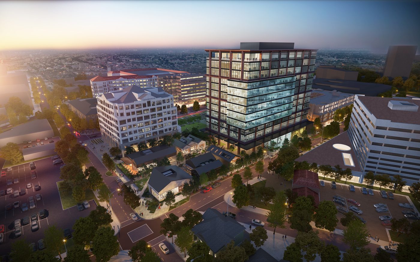 Quad with New Office Tower: Stream Realty Partners Redeveloping Quadrangle Center as The