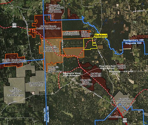 Suburban land purchased for residential development.