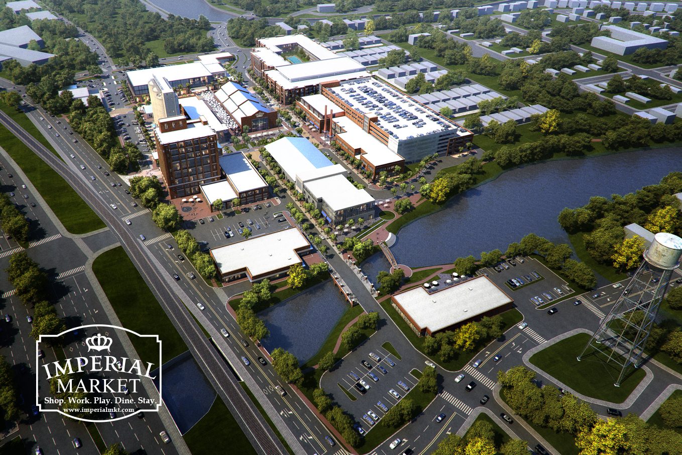 Rendering of Imperial Market, a redevelopment of the old Imperial Sugar facility in Sugar Land, southwest of Houston.