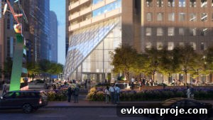 Chase Bank Moves Into Texas’s Tallest Tower as Major Renovation Planned 2 New plaza rendering 600 Travis tower in downtown Houston.