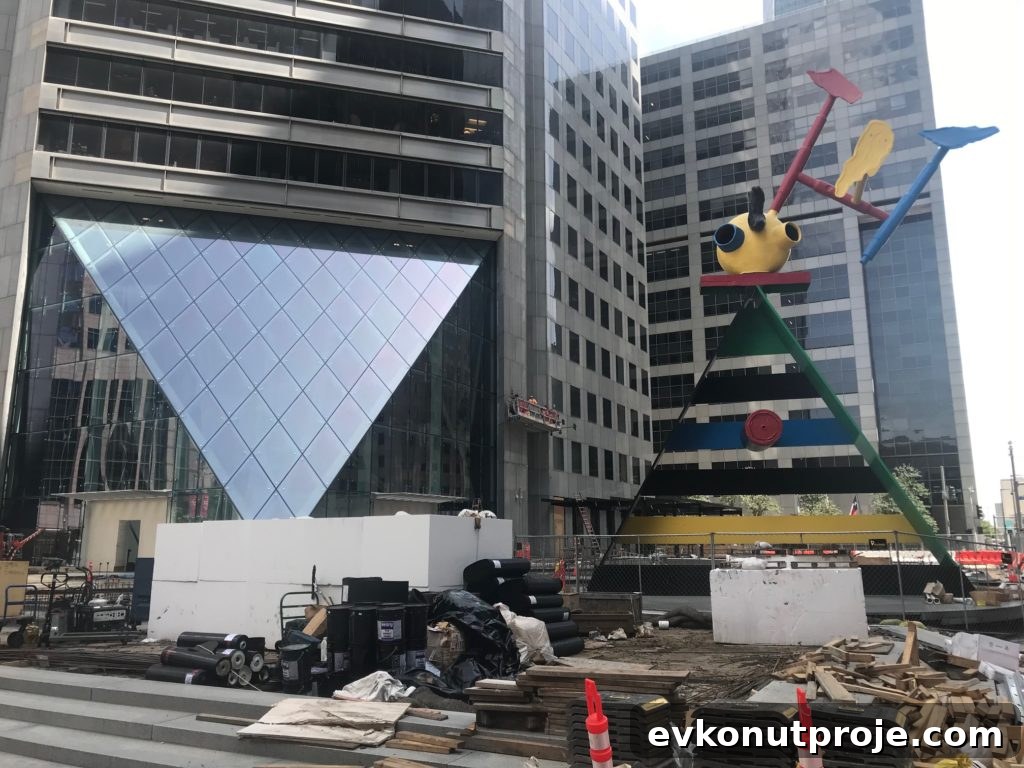 Glass pyramid entry under construction